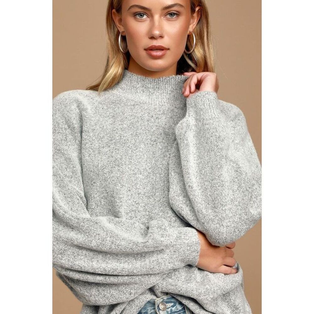 Lulus Cozy Perfection Grey Dolman Sleeve Sweater Top - Size XS